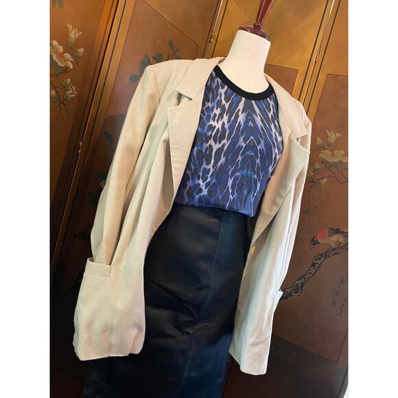 Vintage t-shirt with leopard print in blue merino wool, Y2K style, size M - Picture 3 of 5